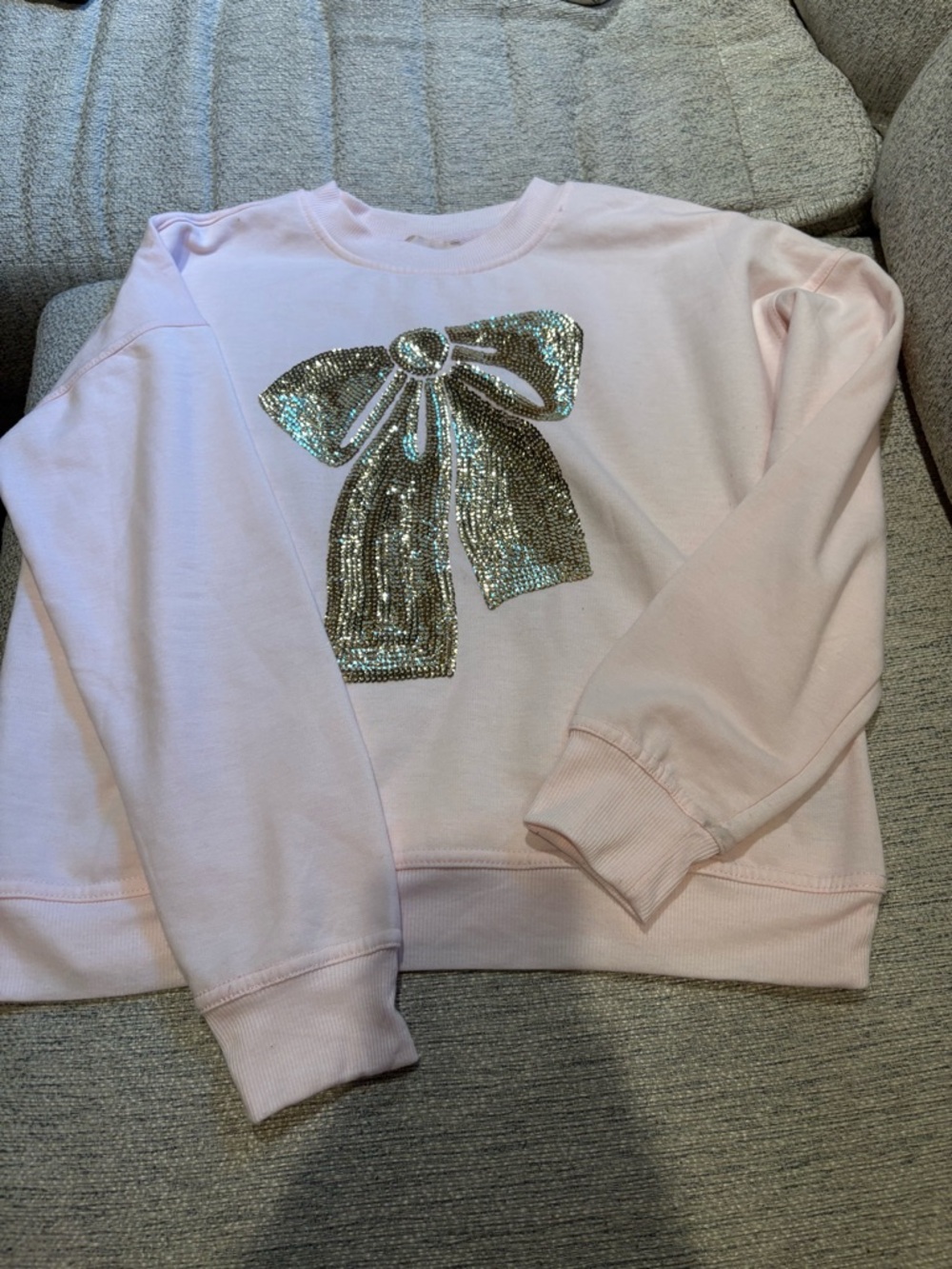 Philosophy Light Pink Sweatshirt with Silver Sequin Bow